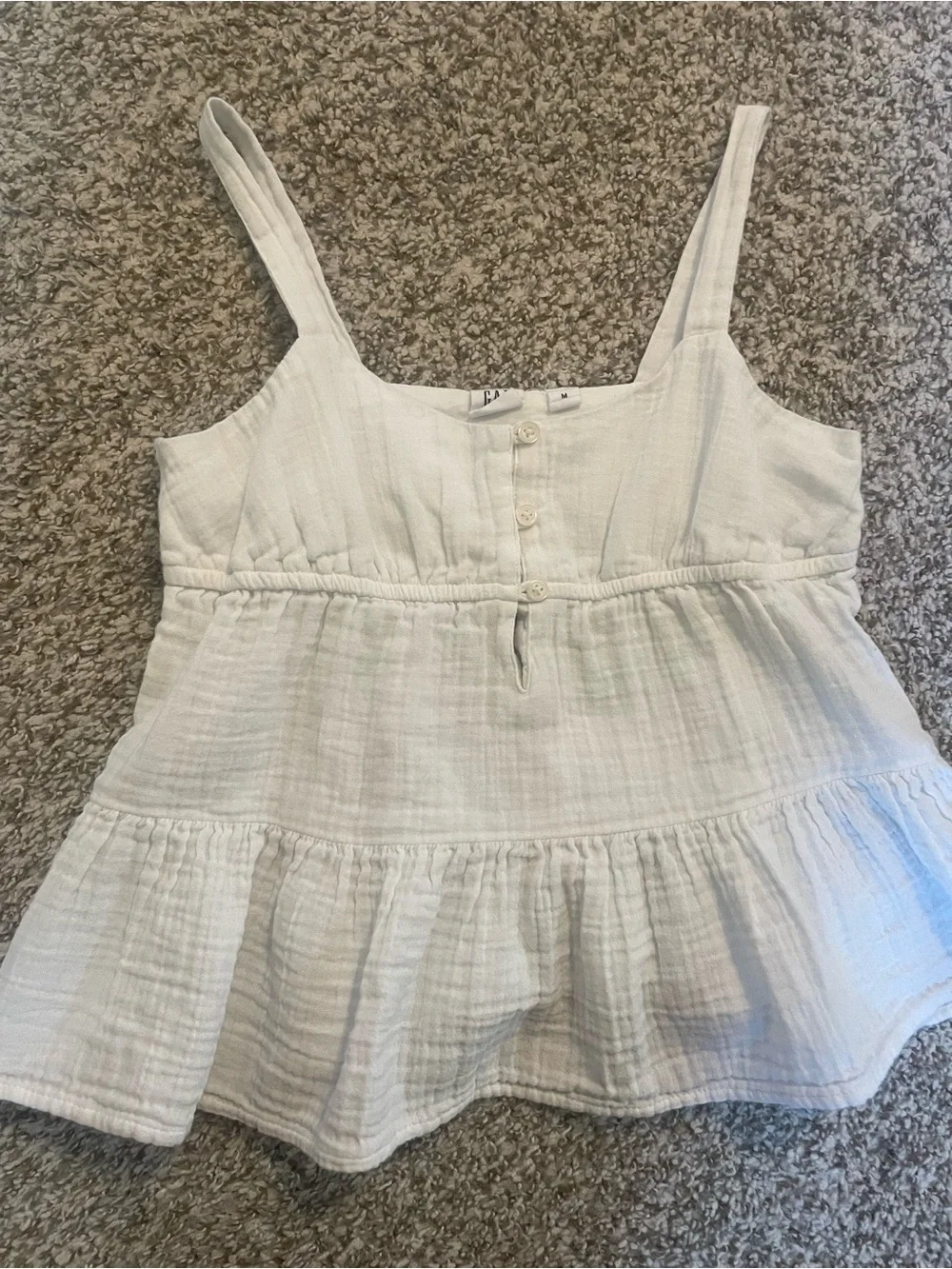 GAP Cream Cotton Gauze Peplum Tank Top for Kids